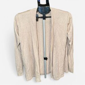 Massimo Dutti Silk Cotton Beige Open Front Cardigan